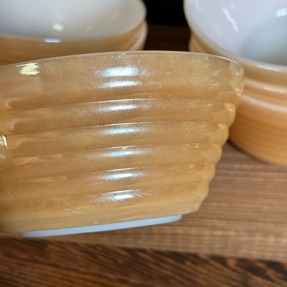 Vintage Anchor Hocking Fire King Peach Lustre Soup Bowls Set of 6 Oven Ware - Picture 8 of 16